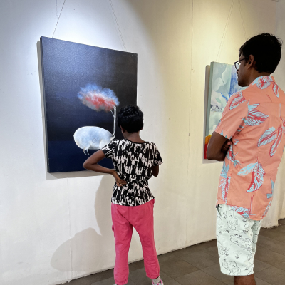 Top down view of a flat white coffee